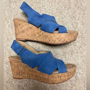 Bright Blue Wedge Sandals